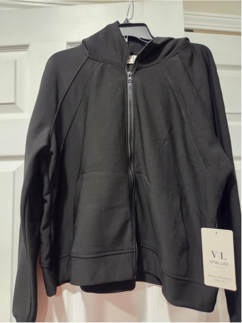 Women's Vital Life Black Zip-Up Hoodie Size 1X